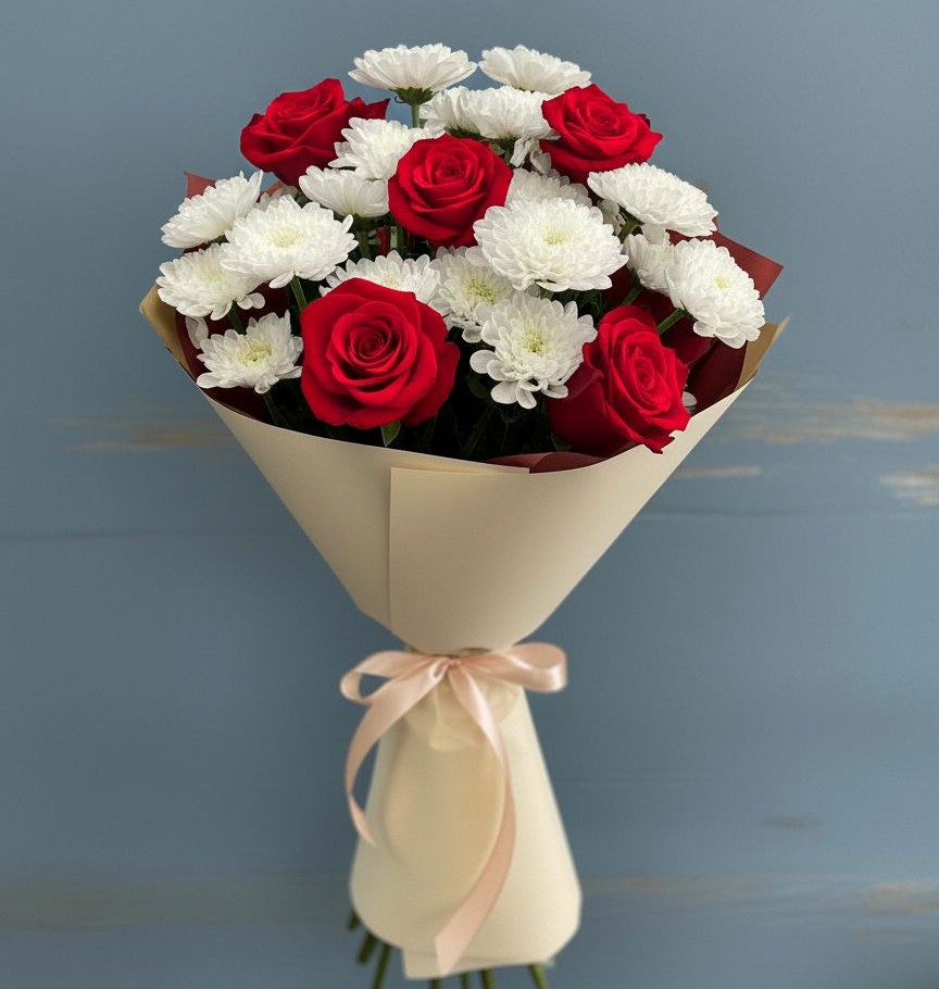 Букет цветов из: Розы и Хризантемы в Платаве