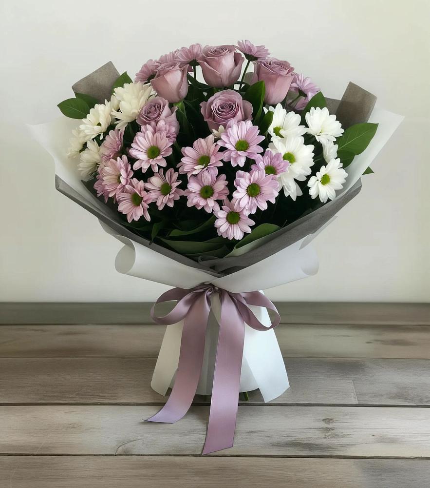 Букет цветов из: Хризантемы и Розы в Платаве