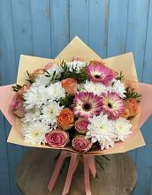 Букет цветов из:  Розы, Герберы и Хризантемы в Платаве
