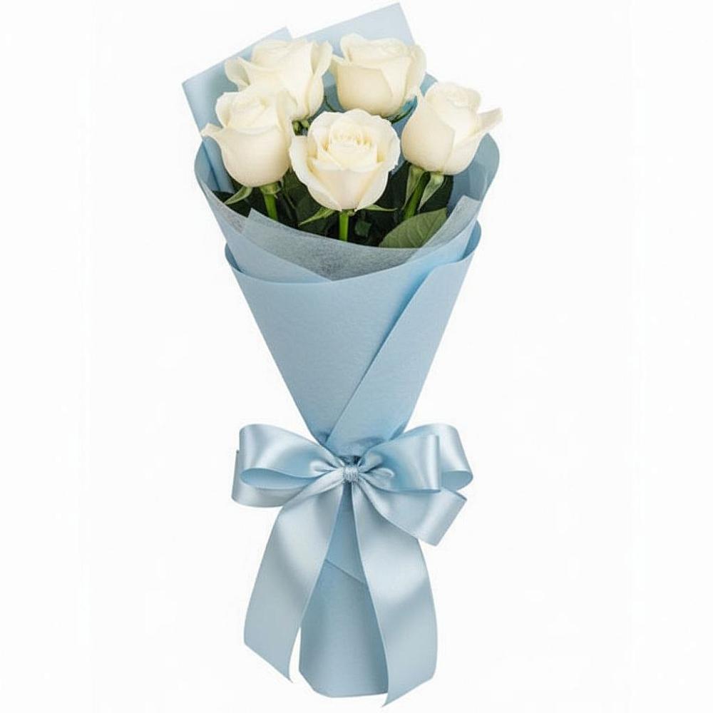 Букет 5 Белых роз Проуд в Платаве