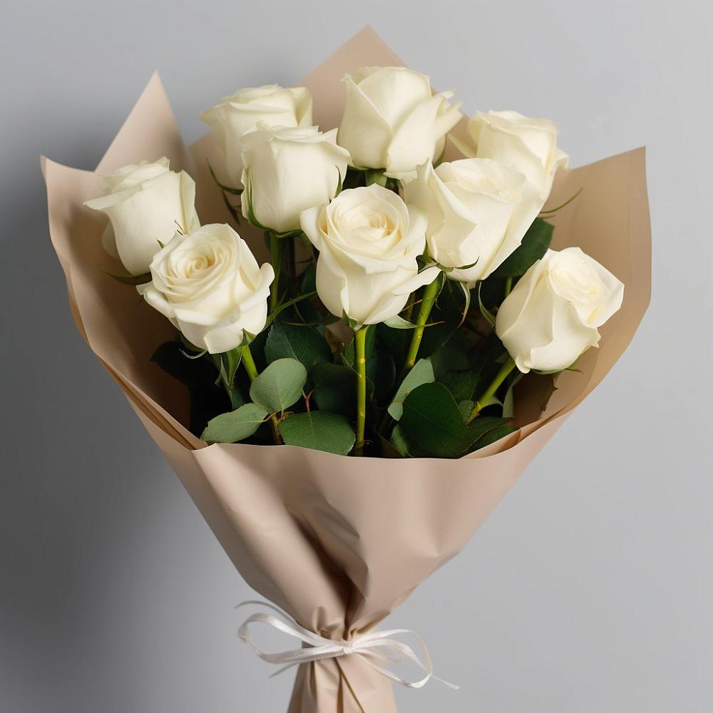 Букет 9 Белых роз Эдлесс Лав в Платаве