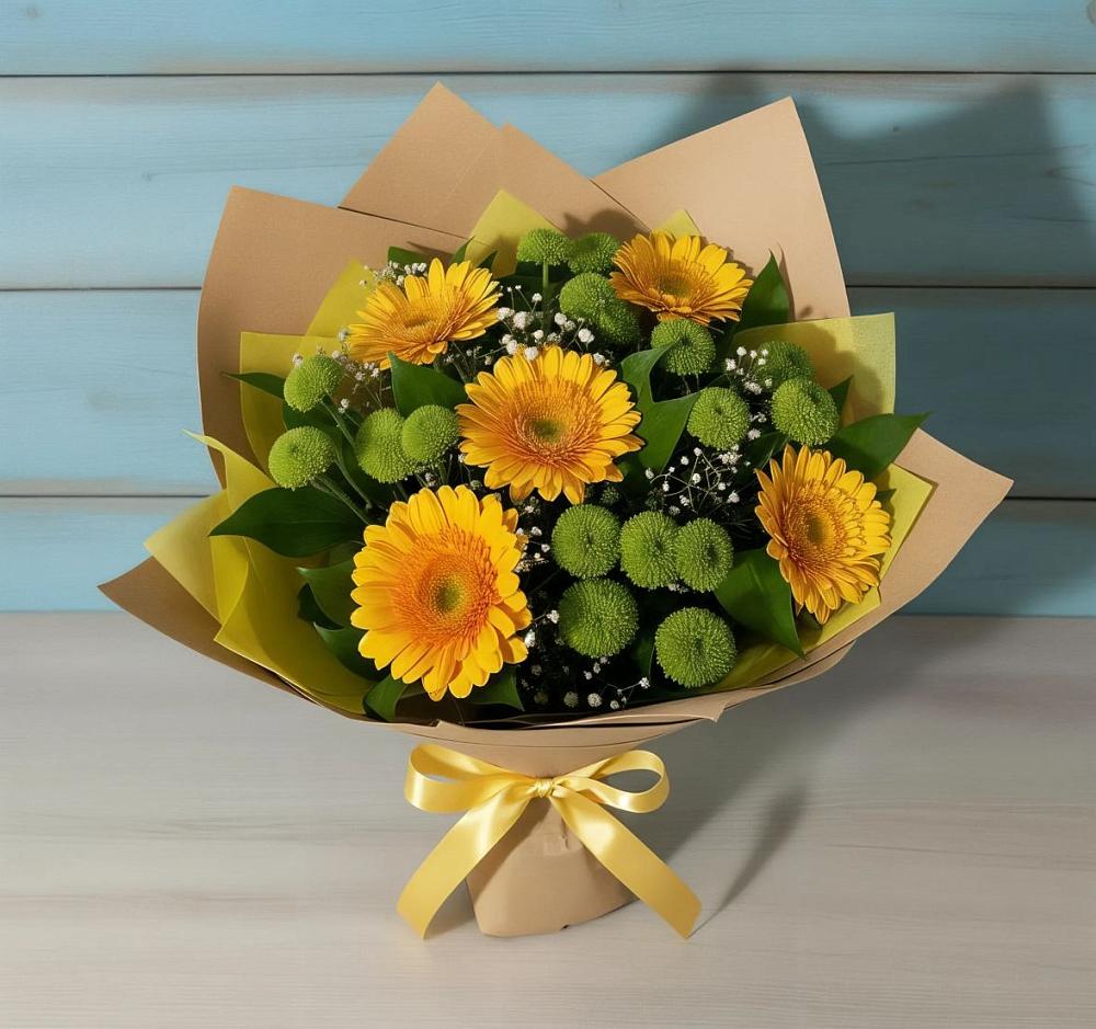 Букет цветов из: Герберы и Хризантемы в Платаве