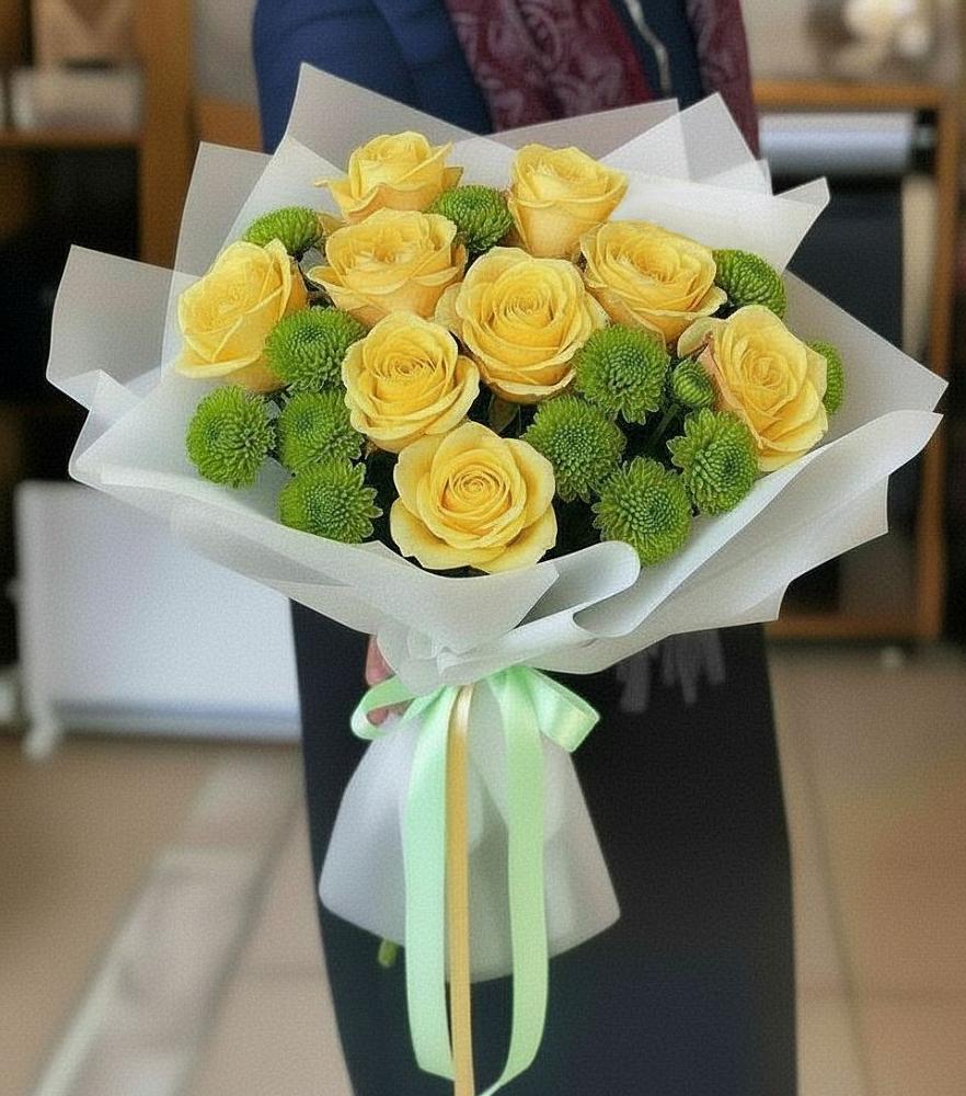 Букет цветов из: Хризантемы и Розы в Платаве