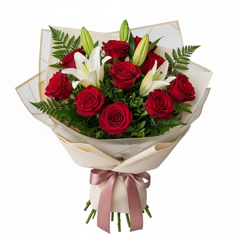 Букет цветов из: Лилии и Розы в Платаве