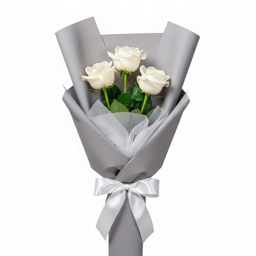 Букет 3 белые розы в Платаве
