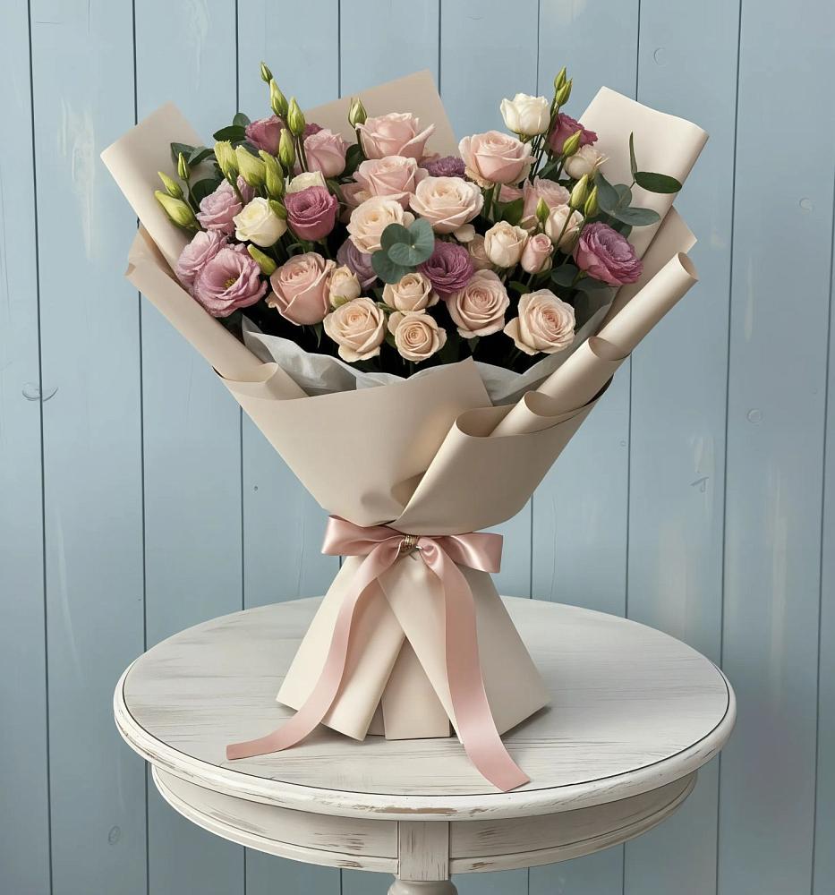 Букет цветов из: Розы и Лизиантусы в Платаве