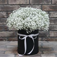 Цветочная композиция из Гипсофила в шляпной коробке в Платаве