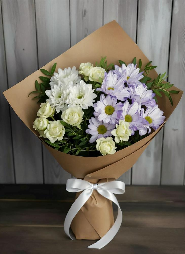 Букет цветов из: Хризантемы и Розы в Платаве